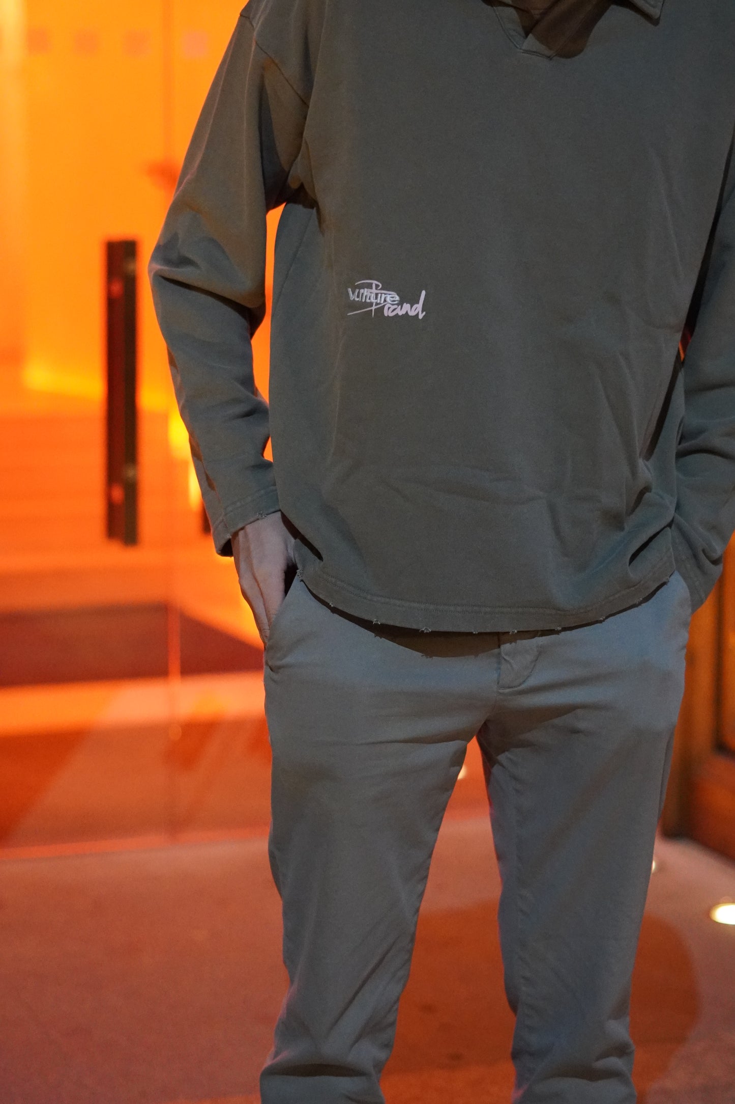 GREY LONG SLEEVE POLO